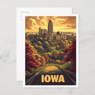 Iowa USA Vintage Illustration Travel Postcard