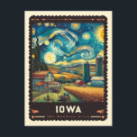 Iowa | Vincent Van Gogh Inspired Postcard<br><div class="desc">Embark on a painterly journey through the heartland with "Iowa | Vincent van Gogh Inspired Postcard." This postcard transforms Iowa's quintessential landscapes – from its rolling farmlands to the serene Des Moines River – into a canvas that echoes the vivid, swirling style of Vincent van Gogh. Capturing the essence of...</div>