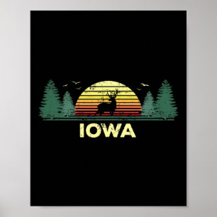 Iowa Vintage Deer Hunting Sunset Souvenir  Poster