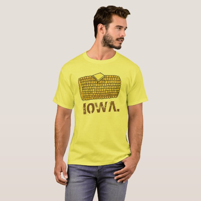 IOWA Yellow Buttered Corn on the Cob Corncob T-Shirt (Front Full)
