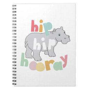 ip Hip Hooray Gray Hippo Drawing Cute Animal Art Spiral Notebook