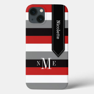 iPad Mini Case Stripes Red, Black, Grey