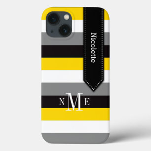 iPad Mini Case Stripes Yellow, Black, Grey