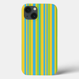 iPad Mini Case: Turquoise, Yellow, Green Stripes iPhone 13 Case