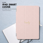 iPad Mini Cover Blush Pink Polka Dots Personalised<br><div class="desc">This cover is in blush pink with small white polka dots.  Make it yours and personalise it with your name which is in a brass/gold tone colour.</div>