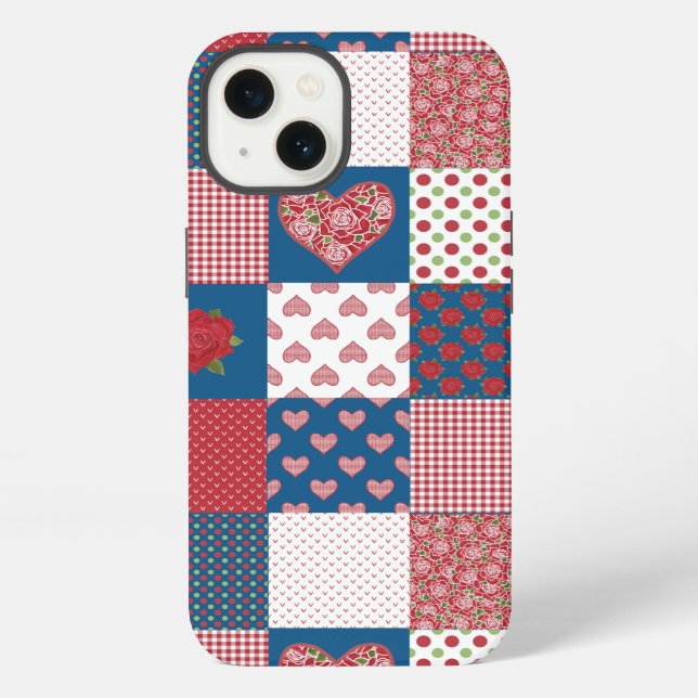 iPad Mini Retina Case: Hearts and Roses Patchwork iPhone Case (Back)