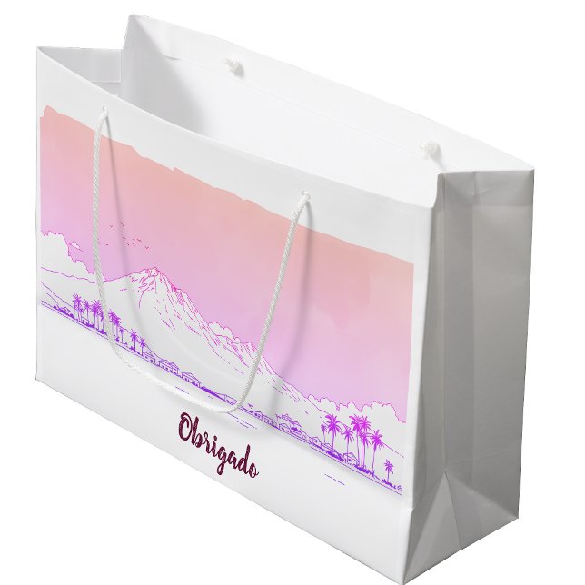 Ipanema Beach Sunset Obrigado Tropical Gift Large Gift Bag (Creator Uploaded)