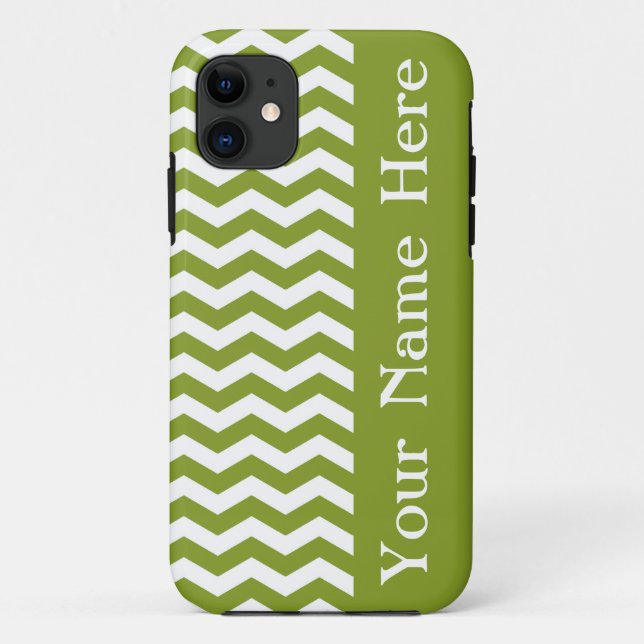 Ipanema Green Wave Chevron with name Case-Mate iPhone Case (Back)