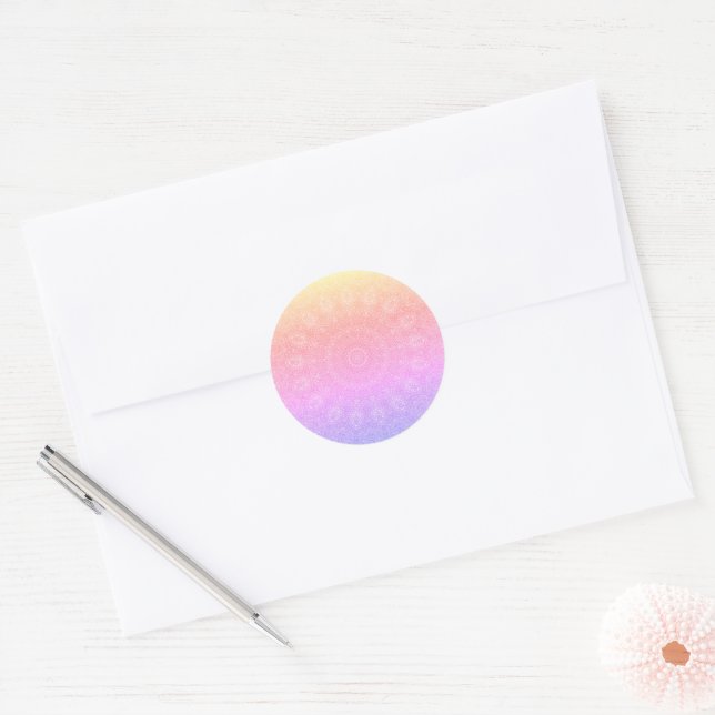 Ipanema pink bead doilies classic round sticker (Envelope)