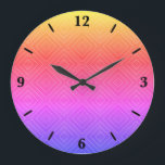 Ipanema Rainbow Hypnotic Diamond Modern Pop Art Large Clock<br><div class="desc">Round Wall Clock, wall art decor and home furnishing decor accessory with Ipanema Rainbow Hypnotic Diamond Modern Pop Art Abstract illustration custom printed to order with original artwork design images by The Fabric Seal print on demand shop at Zazzle #ZazzleMade https://www.zazzle.com/store/thefabricseal 🎨 This graphic art drawing features an awesome looking...</div>