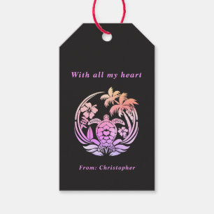 Ipanema Sunset Turtle Hawaiian Wedding Favor Gift Tags