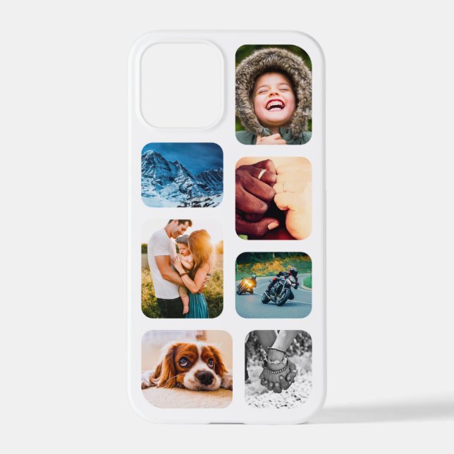 iPhone12 Pro Photo Collage Template Rounded Phone iPhone Case (Back)