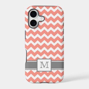 iPhone5 Custom Monogram Grey Coral Chevron