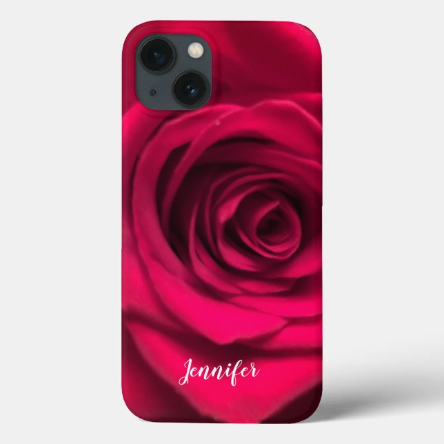 Iphone 10 X Case with Red Rose Personalised (Back)