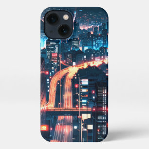 iPhone 11–15 anime case: "Cityscape Sunset." 13 Case