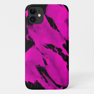 iPhone 11 Case Brushy Black & Pink 