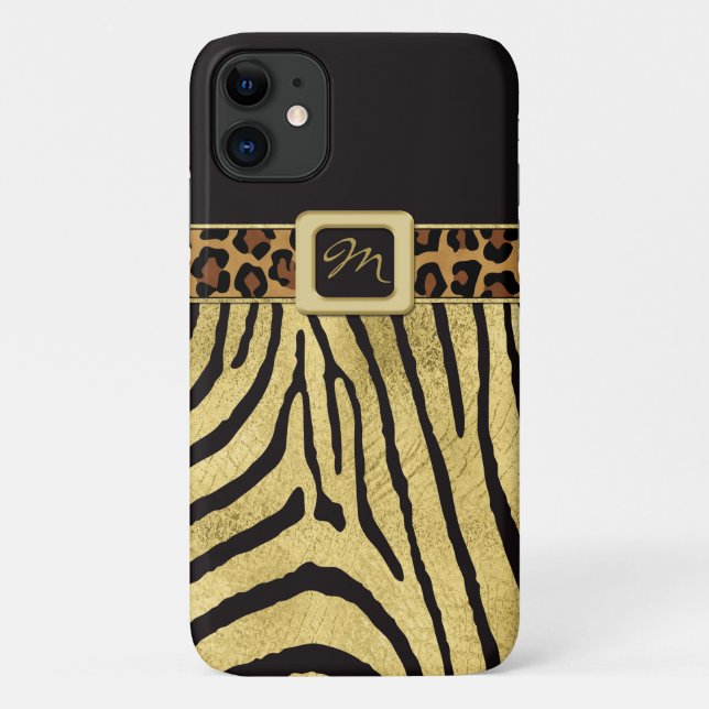 iPhone 11 Case | FAUX Gold Foil | Animal Prints (Back)