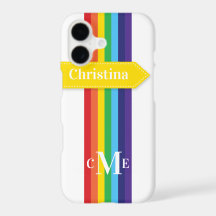 iPhone 11 Case | Rainbow Striped with Monogram