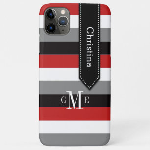iPhone 11 Case   Stripes   Red, Grey, Black