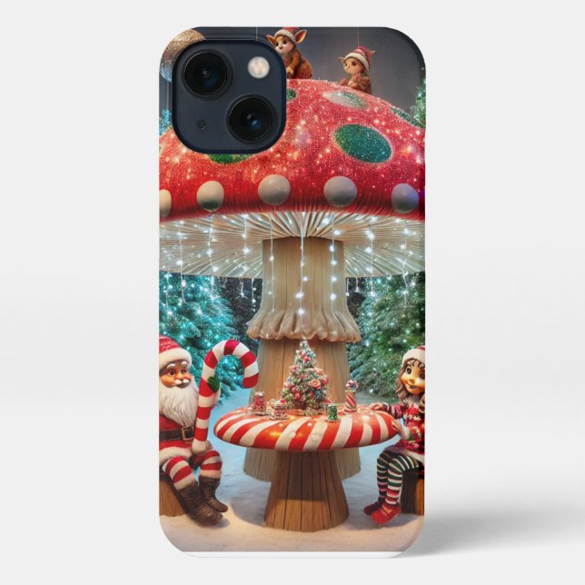 iPhone 13 Case: Christmas Mushroom Design Case (Back)