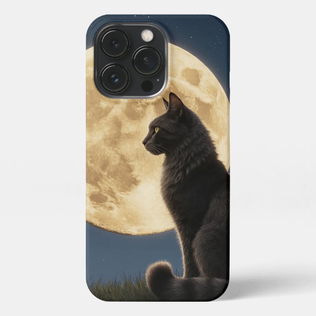 iPhone 13 Pro cat and moon phone case (Back)