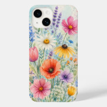 iPhone 14 Case Barely There Watercolor Wildflowers