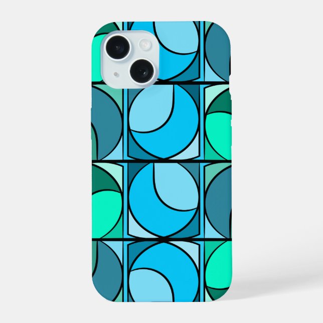 iPhone 15 case 70's design blue (Back)