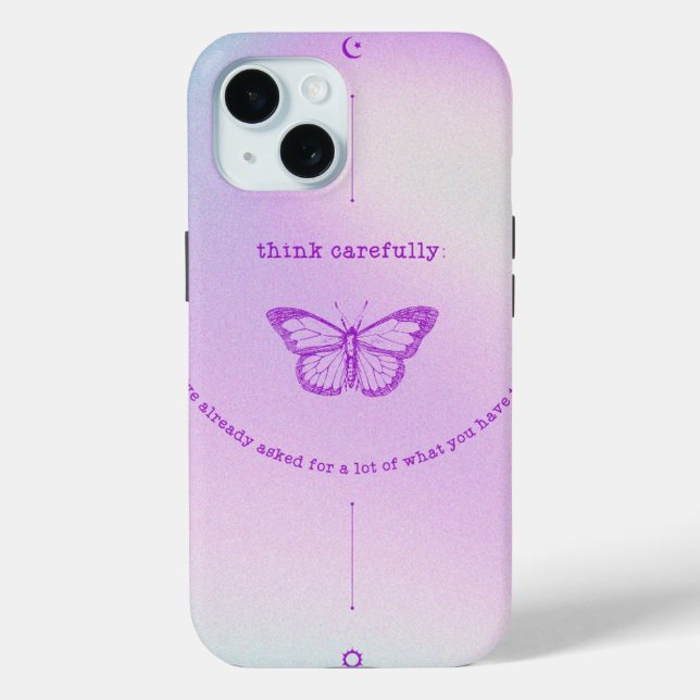 iPhone 15 Case - Reflective Butterfly Design with  (Back)