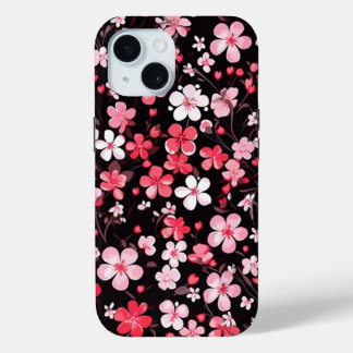 iPhone 15 Phone Case Cherry Blossom Floral Design