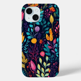 iPhone 15 Phone Case Multi-Coloured Floral Design