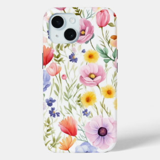 iPhone 15 Phone Case With Wildflower Floral Design