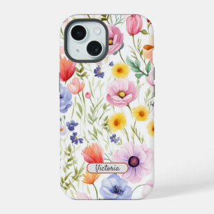 iPhone 15 Phone Case With Wildflower Floral Design