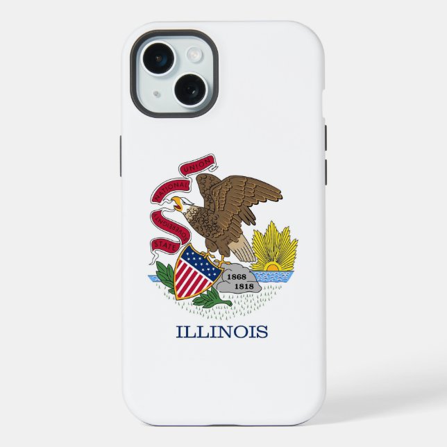 iPhone 15 Plus Case-Mate, Illinois flag Case (Back)