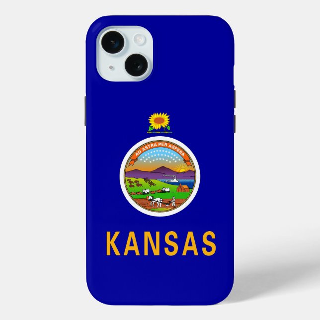iPhone 15 Plus Case-Mate, Kansas flag Case-Mate iPhone Case (Back)