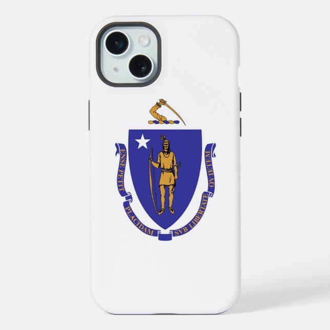 iPhone 15 Plus Case-Mate, Massachusetts flag Case (Back)