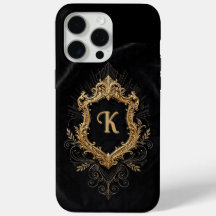 iPhone 15 Pro Max Case • Monogram Elegant Gold