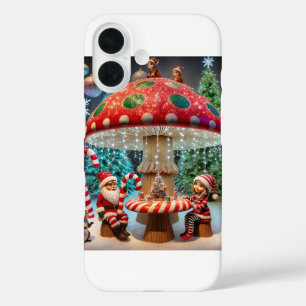 iPhone 16 Case: Christmas Mushroom Design Case