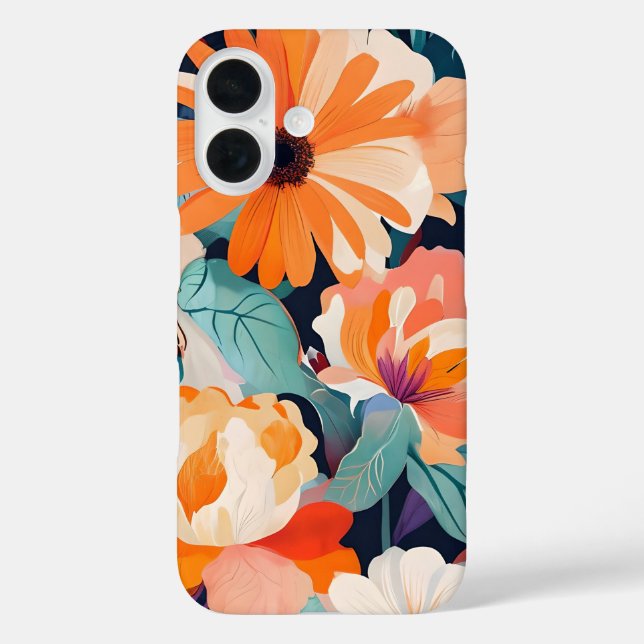 iPhone 16 Case Vivid Bold Floral Design (Back)