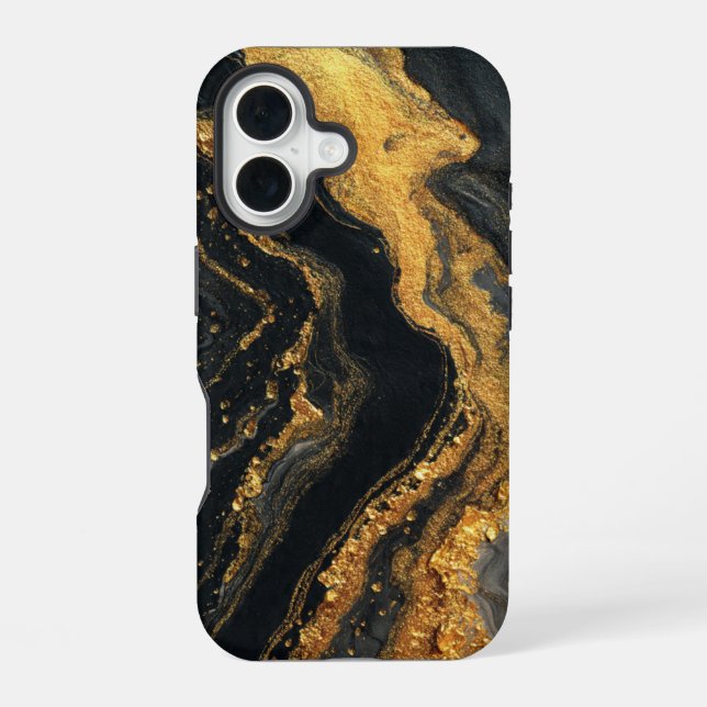 iPhone 16 Case with Paint Style Abstract Design (Back)