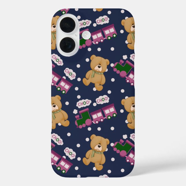Iphone 16 Choo choo train bear case (Back)