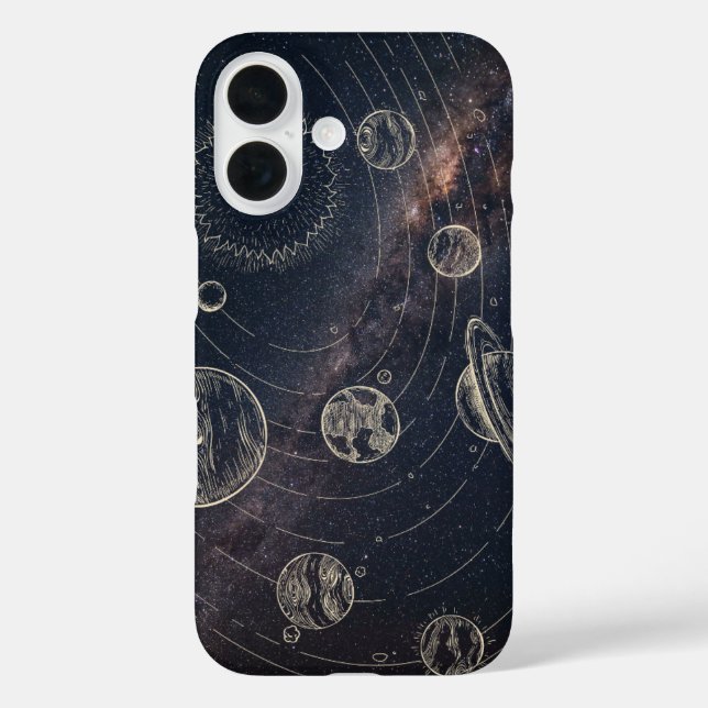 iPhone 16 Space Case – Planets and Galaxy Artwork (Back)