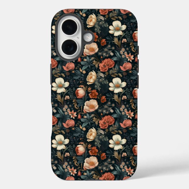 iPhone 16 Tough Case, Seamless Floral Case (Back)