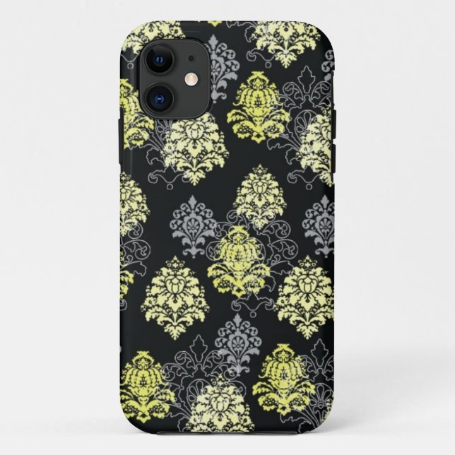 iPhone 5 case-Citron and Black Damask Case-Mate iPhone Case (Back)