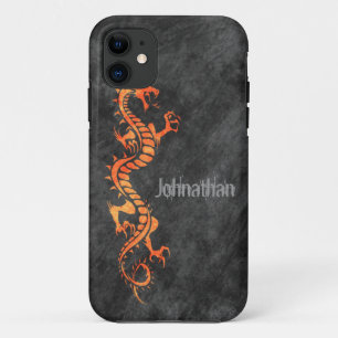iPhone 5 Case - Grunge Dragon on Black (orange)