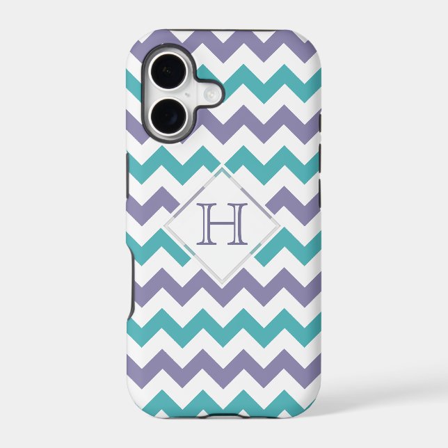 iPhone 5 Case: Monogram: Purple & Blue Chevron (Back)