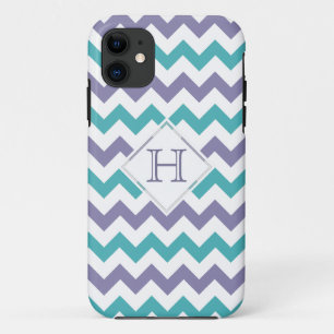 iPhone 5 Case: Monogram: Purple & Blue Chevron Case-Mate iPhone Case