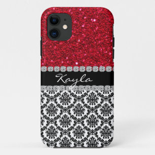 IPHONE  5 Case RHINESTONE LOOK Damask Design