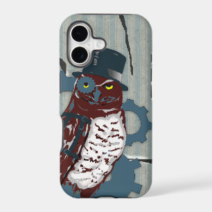 iPhone 5 Case w/Steampunk Owl on Ripped Wallpaper