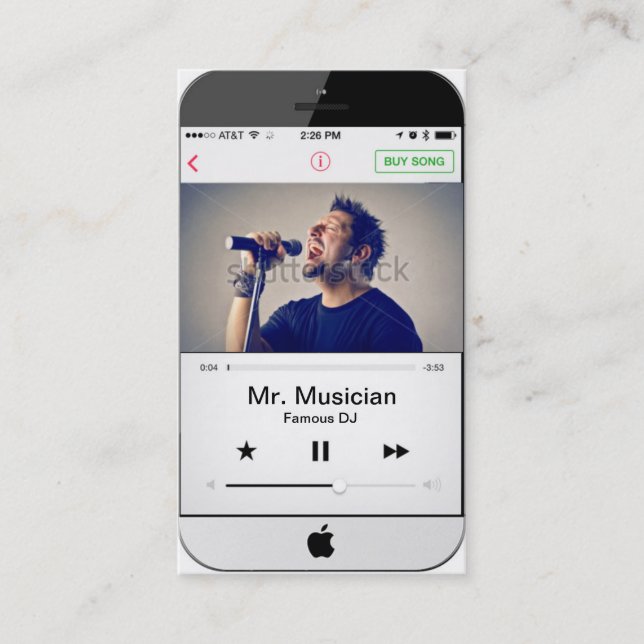 iPhone 5 Customisable Namecard for Musicians (Front)
