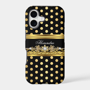 iPhone 5 Elegant Gold Black White Polka Dot